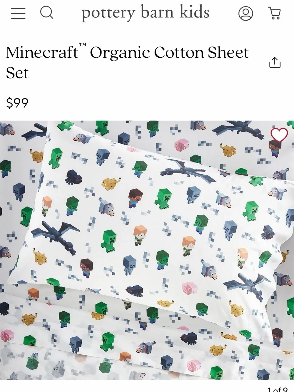 Minecraft fitted sheet and one pillow case